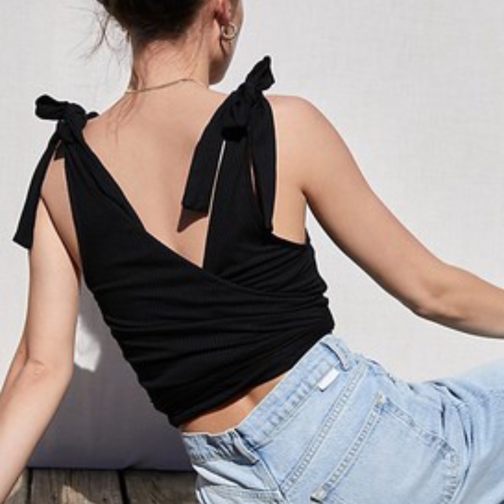 NWT Free People Liz Wrap Tank - Black